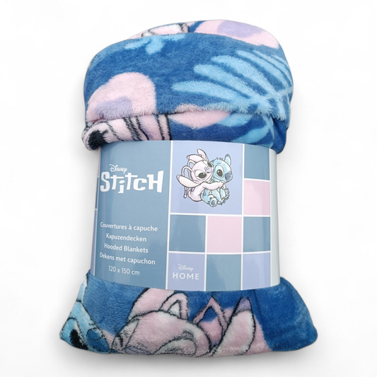 Couverture à capuche - 120x150 cm - Stitch et Angel Fleurs - Disney J'M T Crea