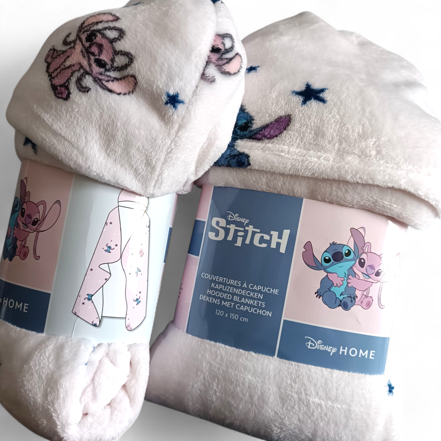 Couverture à capuche - 120x150 cm - Stitch et Angel Rose - Disney J'M T Crea