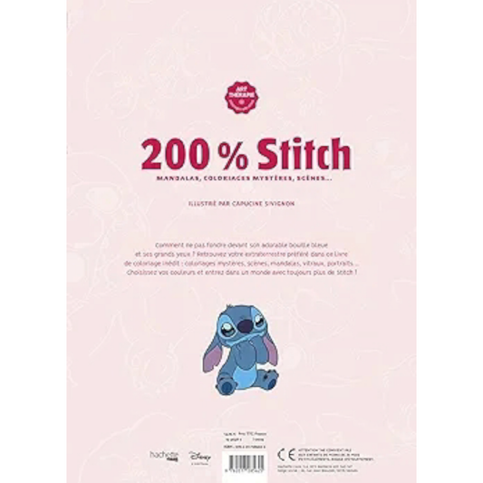 Livre de coloriages Disney - 200% Stitch - Coloriages Art Thérapie - Hachette Heroes J'M T Créa