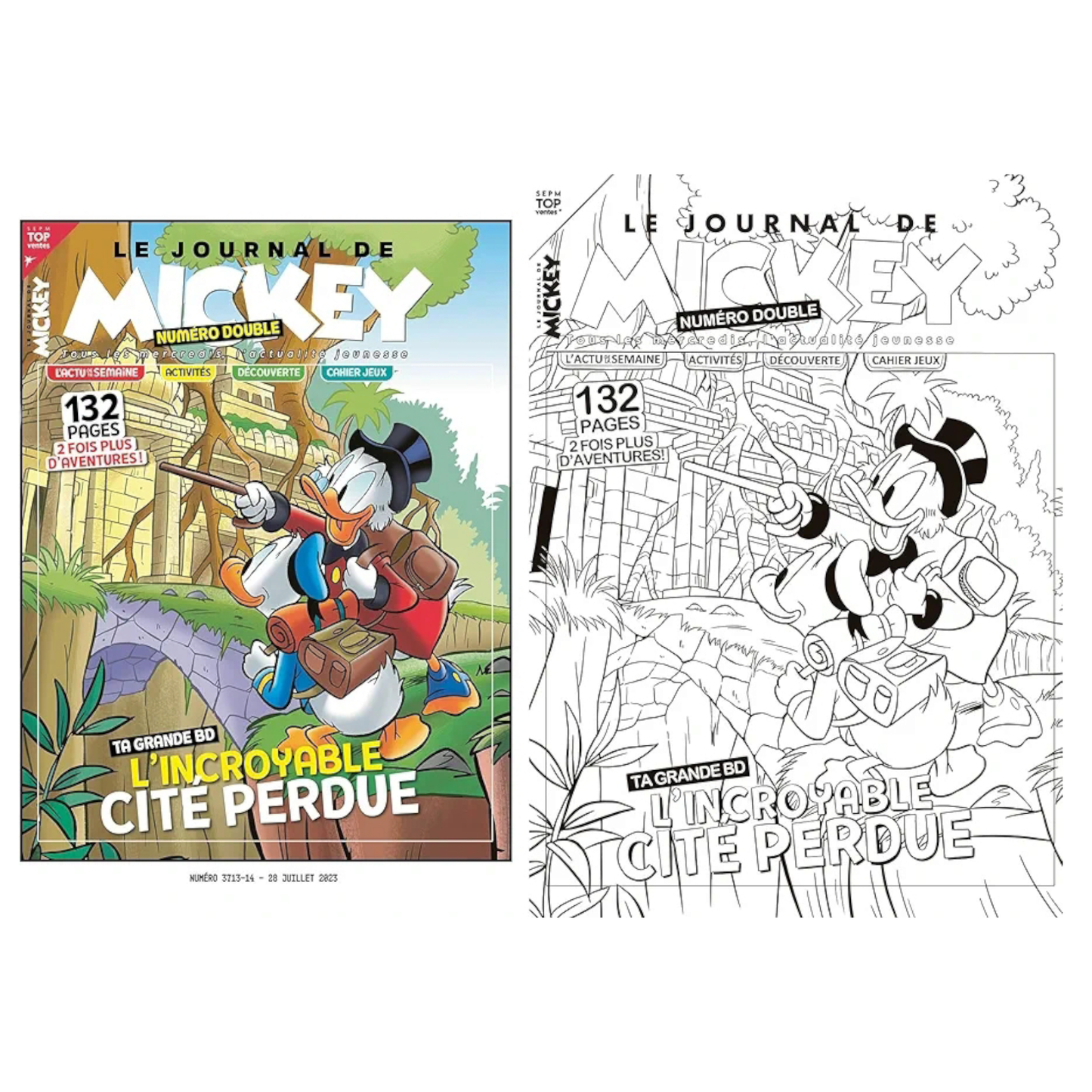 Livre de coloriages Disney - Le Journal de Mickey - 50 couvertures à colorier - Coloriages Art Thérapie - Hachette Heroes J'M T Créa