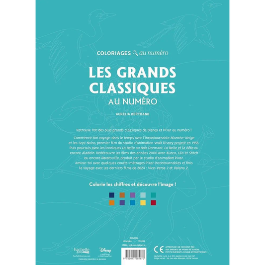 Livre de coloriages mystères Disney - Les grands classiques au numéro - Coloriages Art Thérapie - Hachette Heroes J'M T Créa
