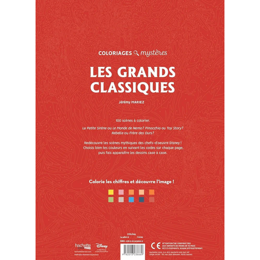 Livre de coloriages mystères Disney - Les grands classiques (Tome 1) - Coloriages Art Thérapie - Hachette Heroes J'M T Créa