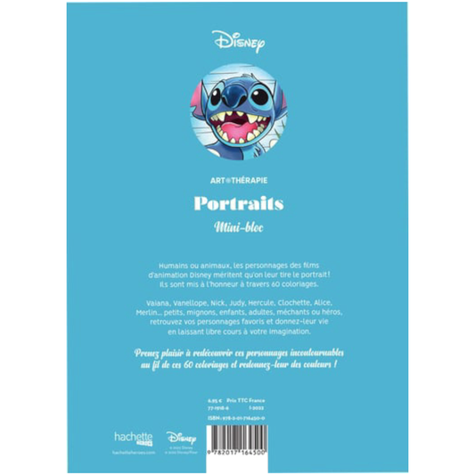 Mini bloc de coloriages Disney - Portraits - Coloriages Art Thérapie - Hachette Heroes J'M T Créa