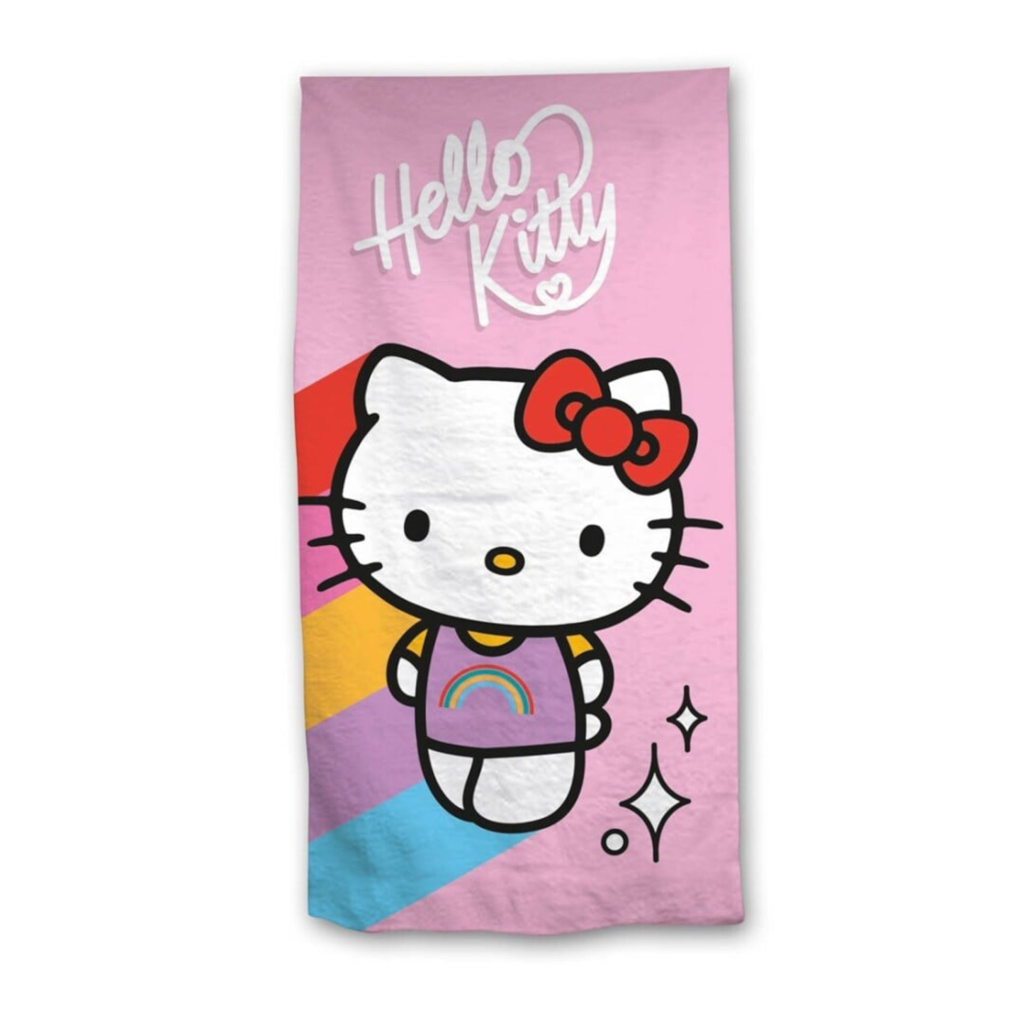 Serviette de plage 100% Polyester - 70x140cm - Hello Kitty Arc-en-ciel - AyMax J'M T Crea