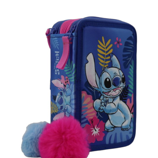 Trousse à plusieurs compartiments Fleurs Stitch Disney Jacob Company J'M T Créa