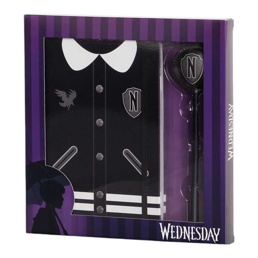 Coffret cadeau - Journal + stylo - Fashion Mercredi Varsity - Wednesday - Karactermania