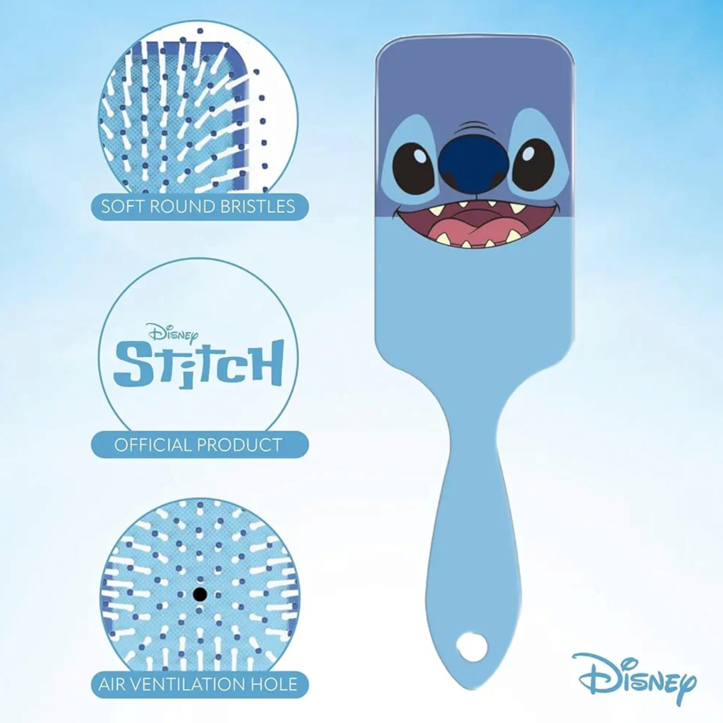 Brosse à cheveux rectangulaire - Stitch - Disney J'M T Créa