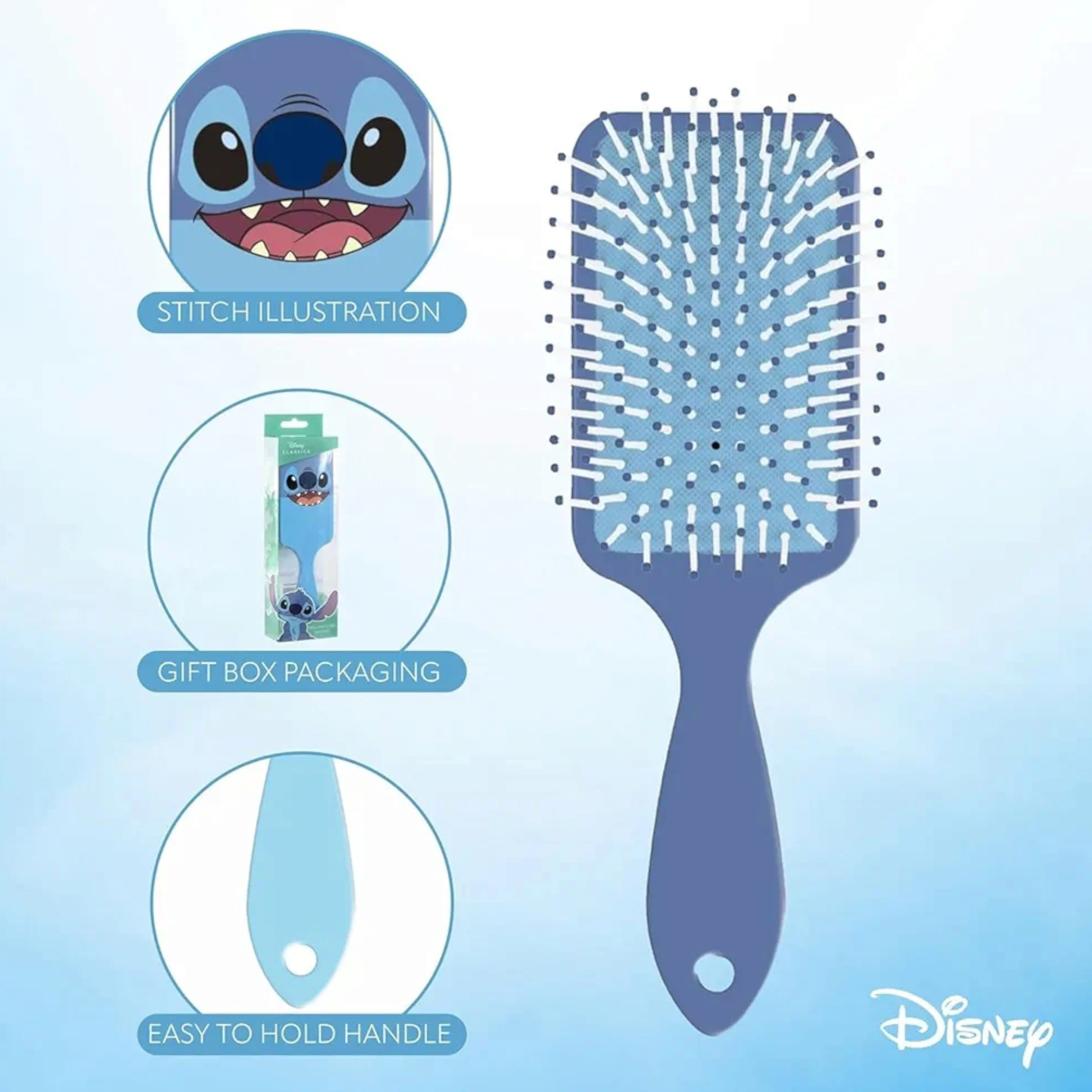 Brosse à cheveux rectangulaire - Stitch - Disney J'M T Créa