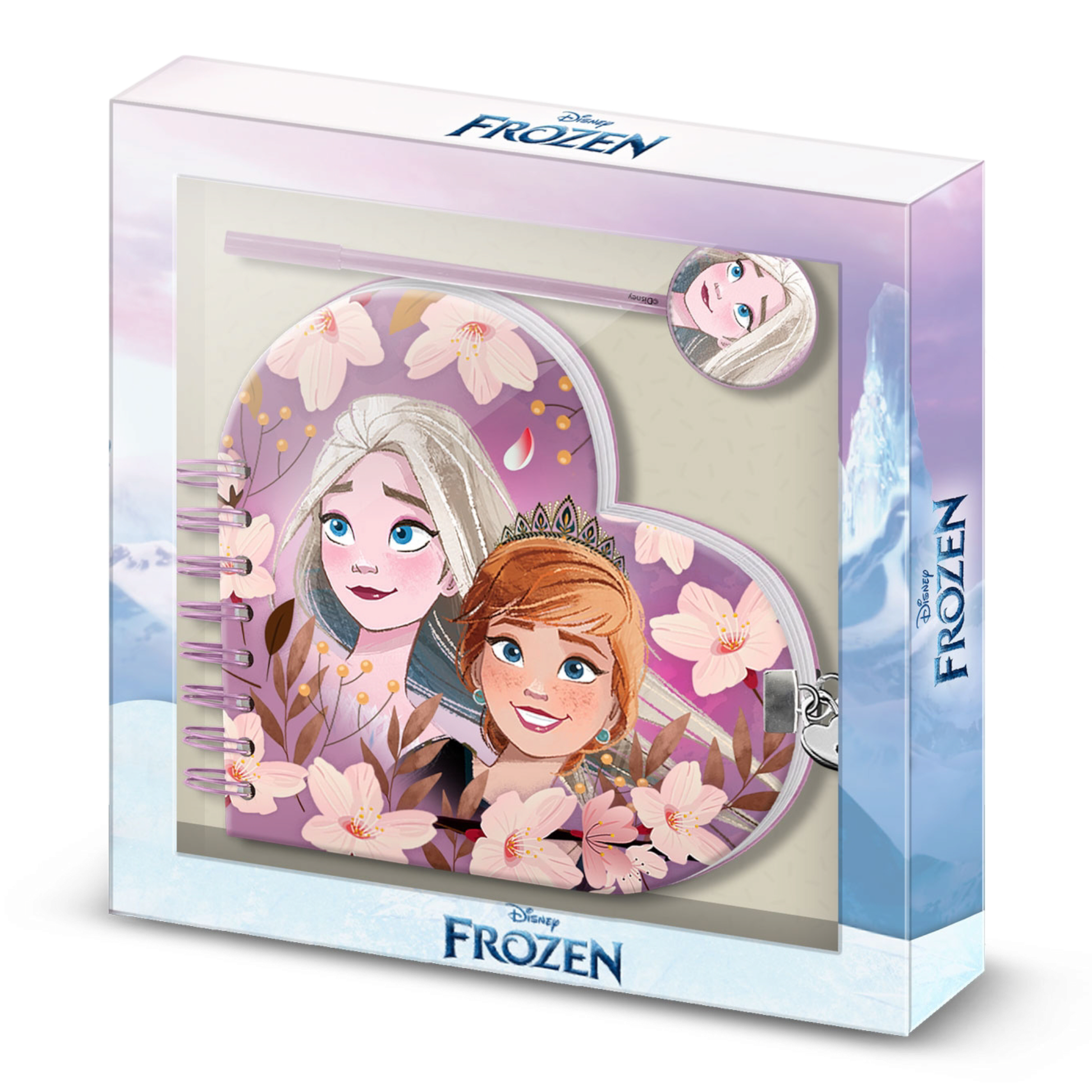 Coffret cadeau - Journal cœur + stylo - Fashion Elsa & Anna - La Reine des Neiges - Disney - Karactermania J'M T Créa