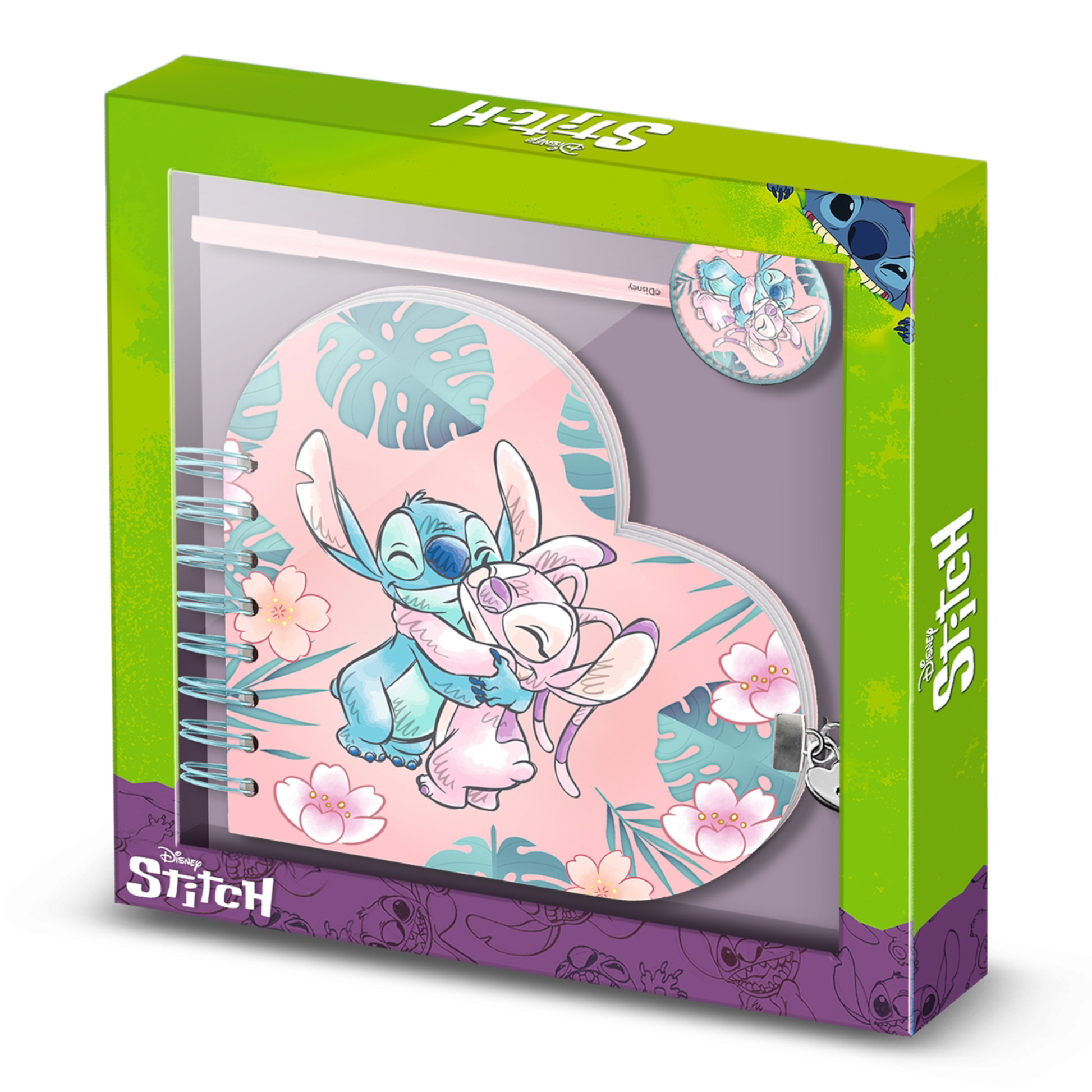 Coffret cadeau - Journal cœur + stylo - Stitch And Angel - Disney - Karactermania J'M T Créa