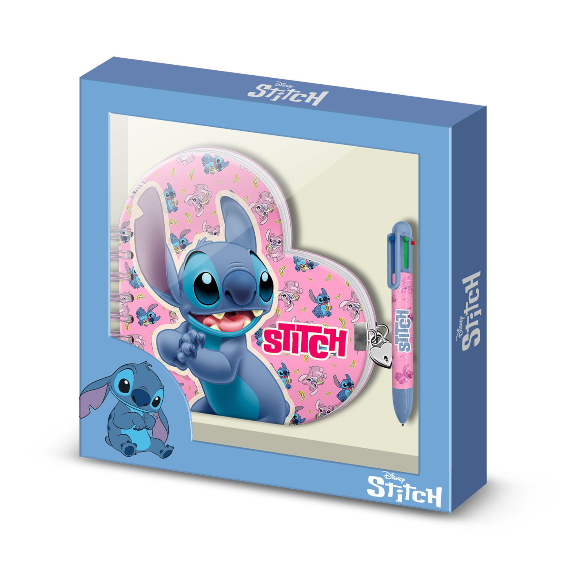 Coffret cadeau - Journal + stylo - Coeur Stitch et Angel - Disney - Karactermania J'M T Créa