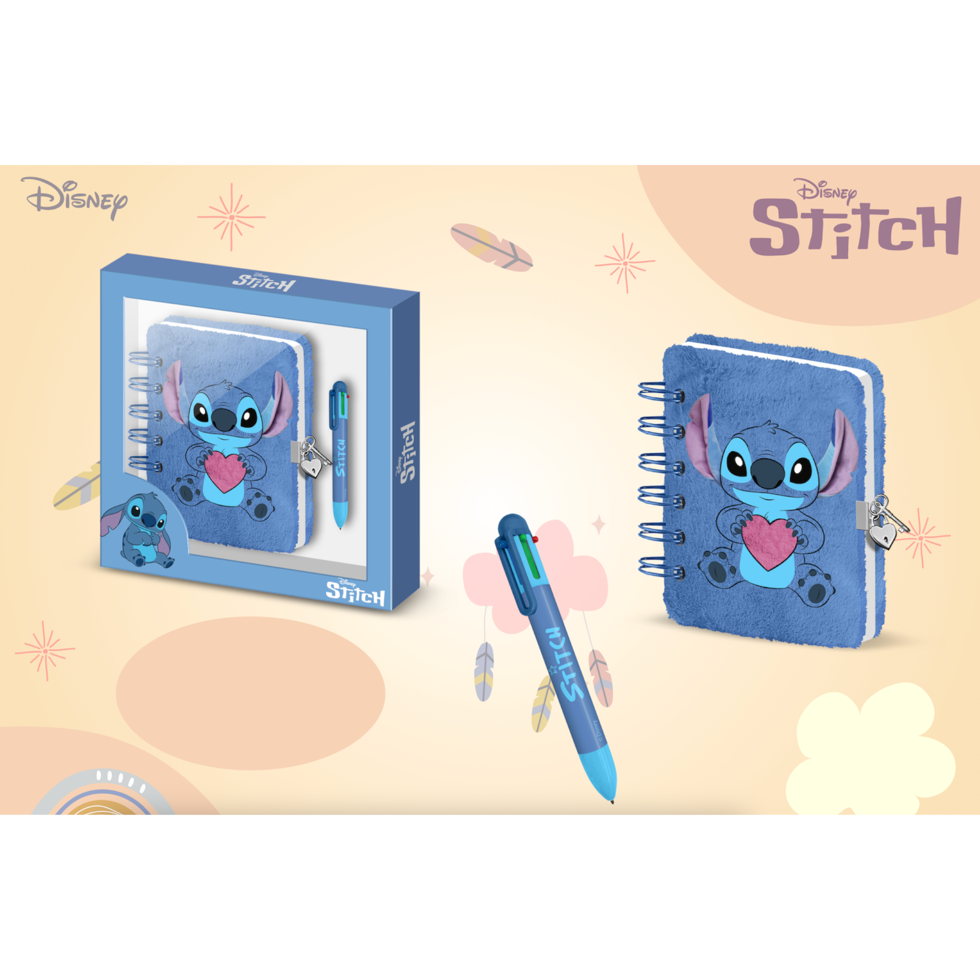 Coffret cadeau - Journal + stylo - Fourrure Stitch Love - Disney - Karactermania J'M T Créa