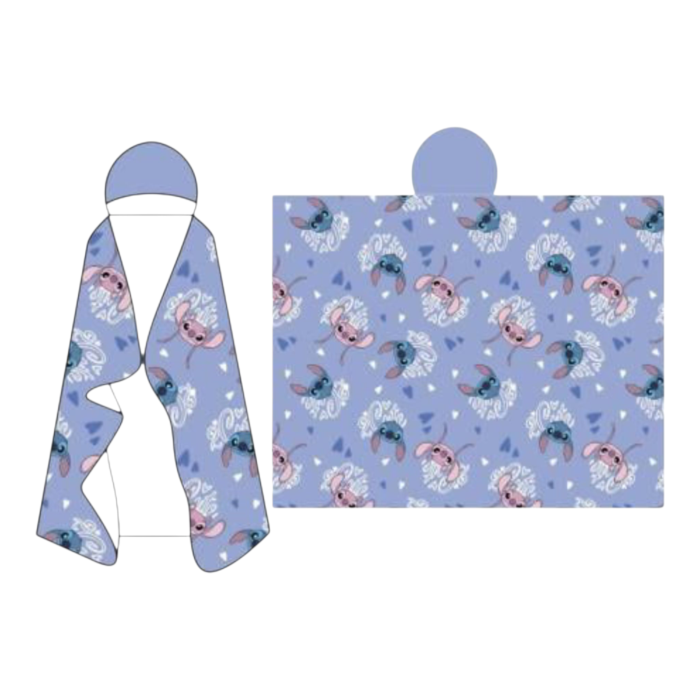 Couverture à capuche - 120x150 cm - Stitch & Angel - Disney J'M T Crea
