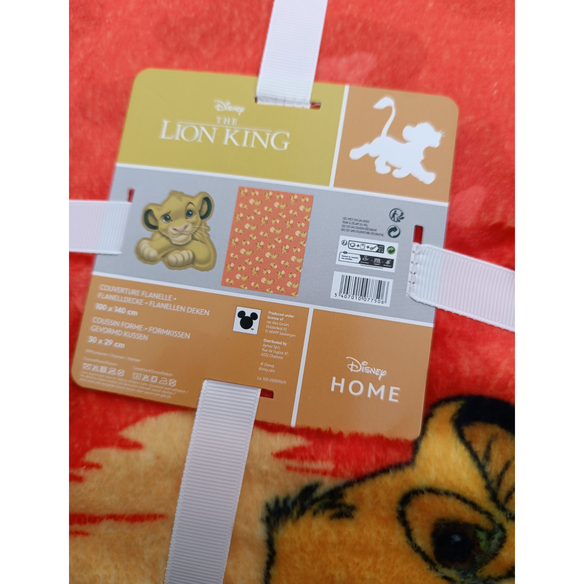 Couverture corail 100x140 cm + Coussin - Simba - Le Roi Lion - Disney J'M T Crea