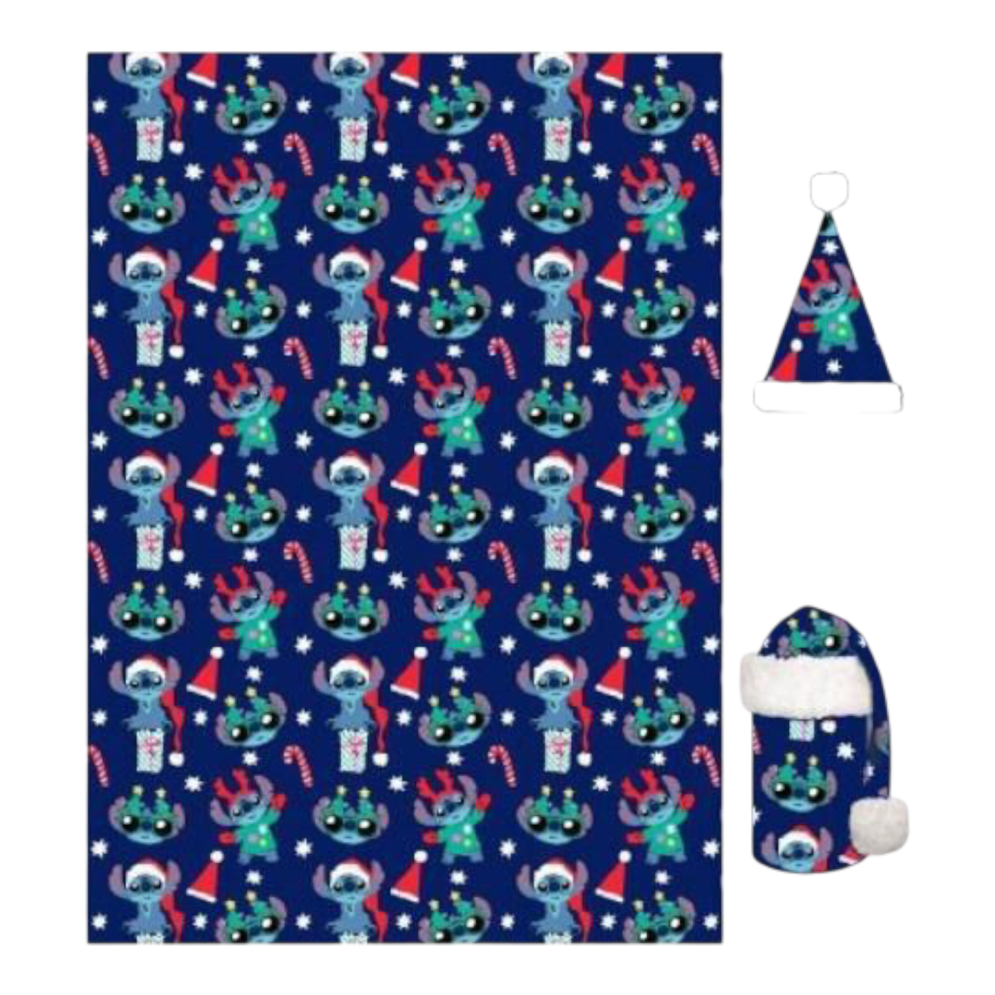 Couverture Flanelle - Plaid 110x140 cm + Chapeau - Stitch - Disney J'M T Crea