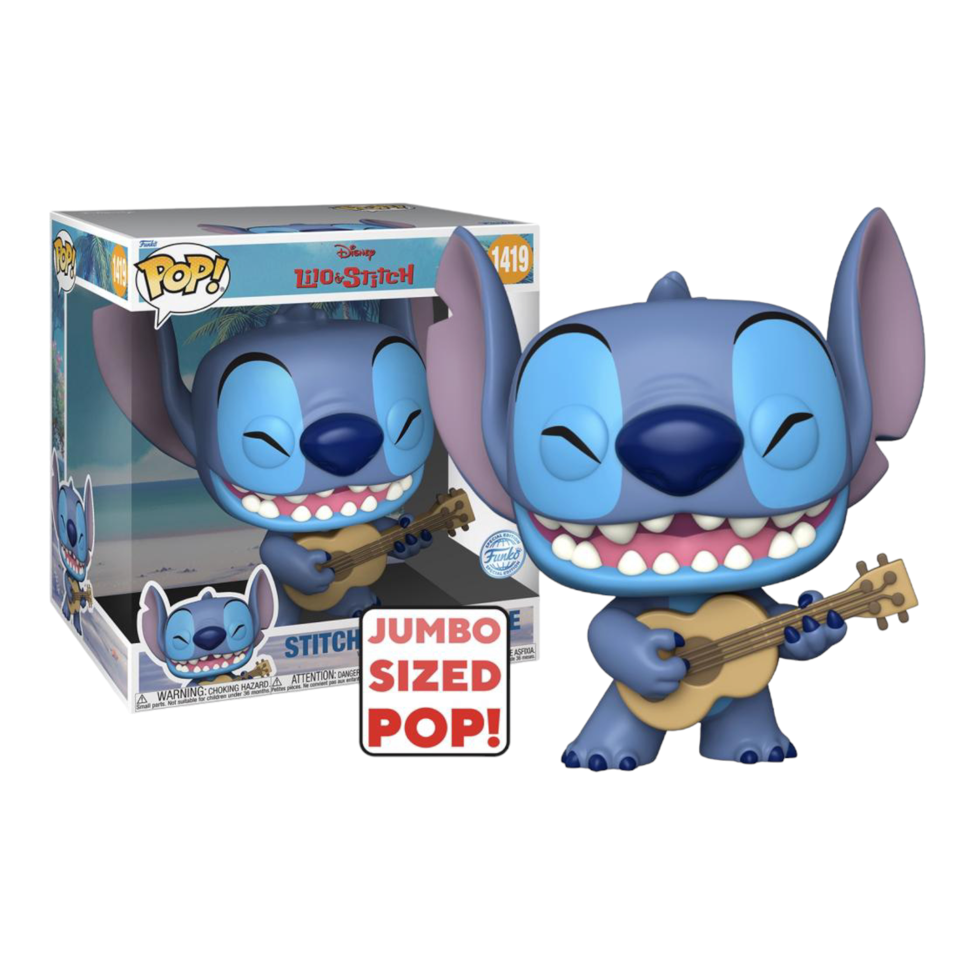 Funko Pop Jumbo Stitch Ukulele Disney 25 cm J'M T Créa