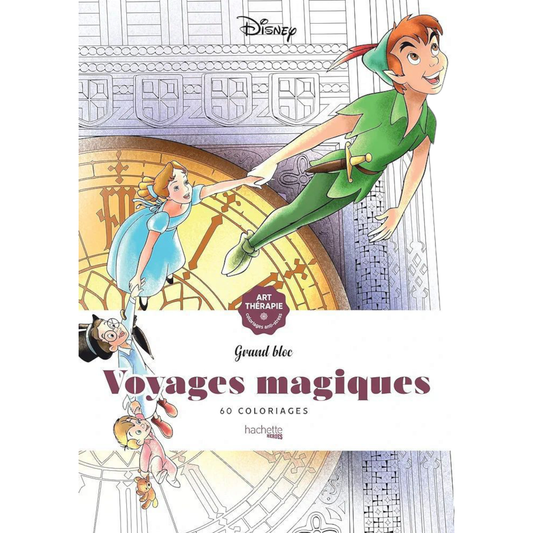 Grand bloc de coloriages Disney - Voyages magiques - Coloriages Art Thérapie - Hachette Heroes J'M T Créa