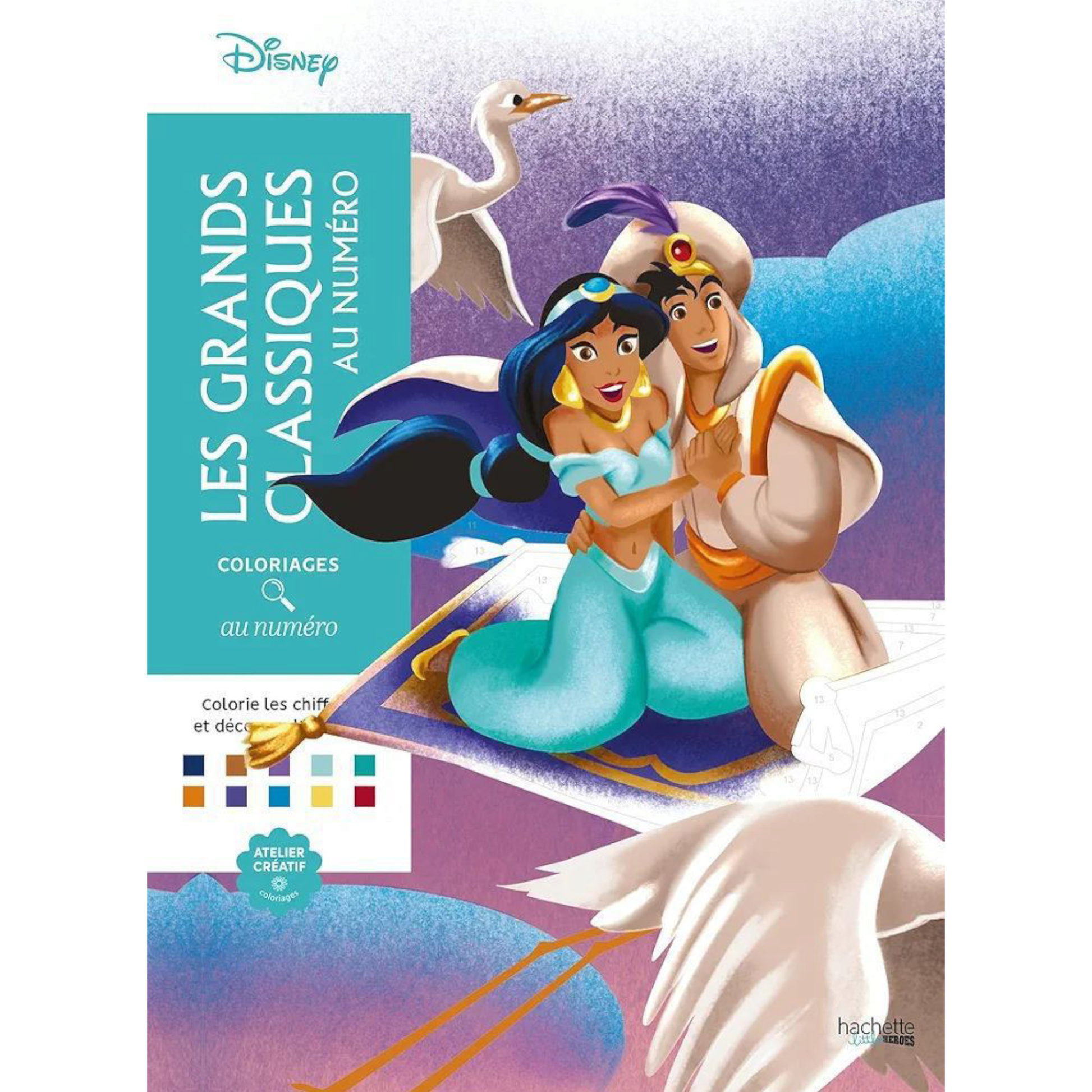 Livre de coloriages mystères Disney - Les grands classiques au numéro - Coloriages Art Thérapie - Hachette Heroes J'M T Créa