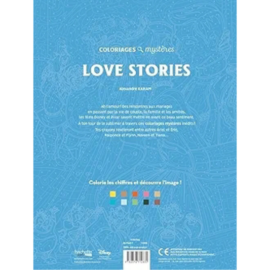 Livre de coloriages mystères Disney - Love Story - Coloriages Art Thérapie - Hachette Heroes J'M T Créa