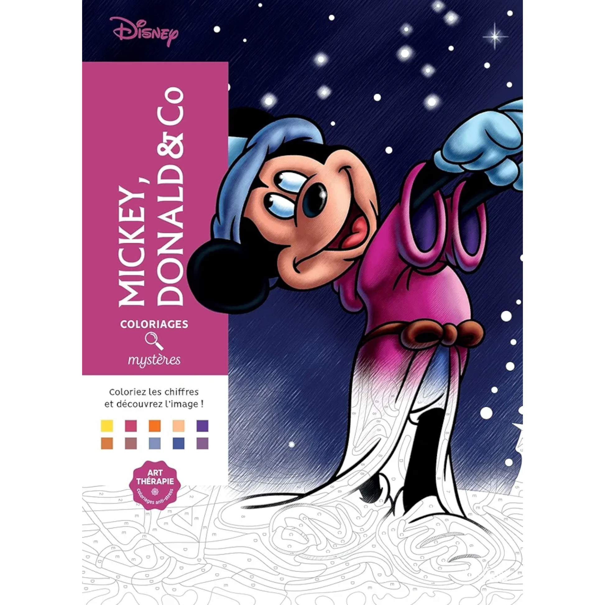 Livre de coloriages mystères Disney - Mickey, Donald & Co - Coloriages Art Thérapie - Hachette Heroes J'M T Créa