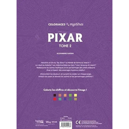 Livre de coloriages mystères Disney - Pixar - Tome 2 - Coloriages Art Thérapie - Hachette Heroes J'M T Créa