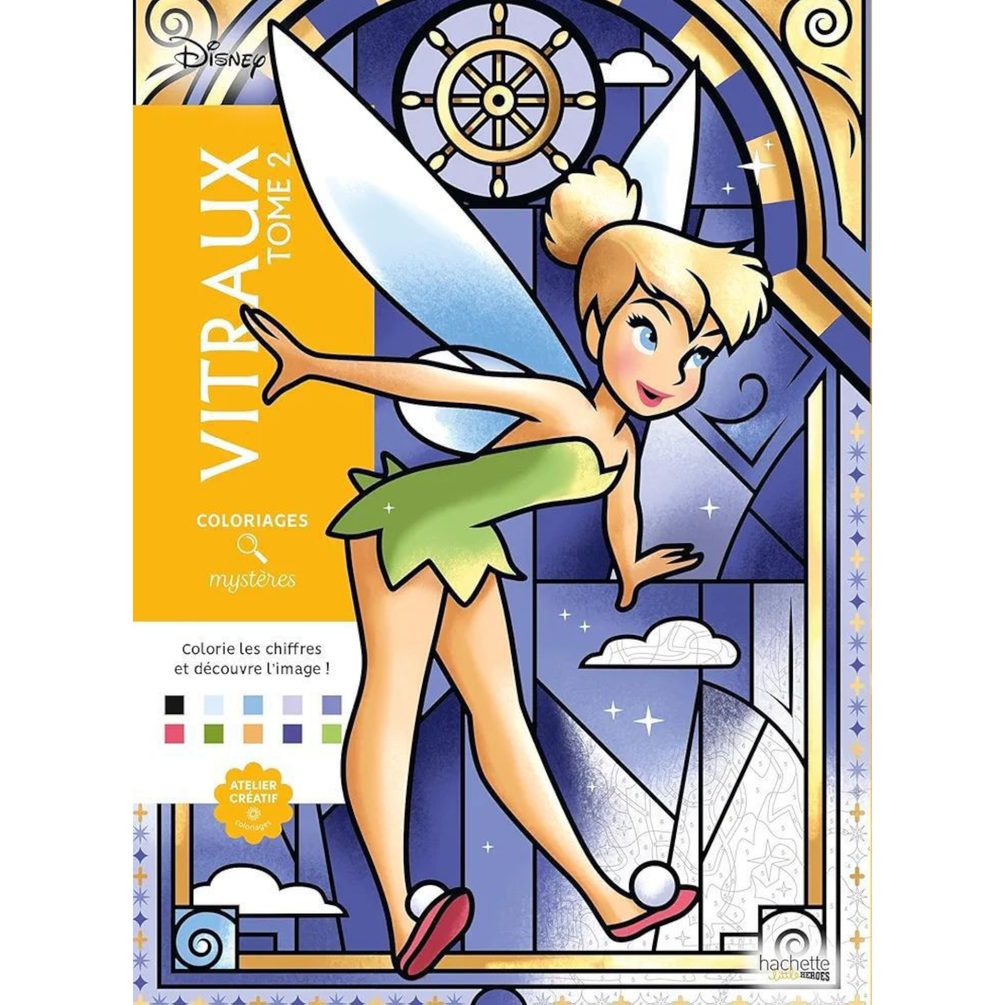 Livre de coloriages mystères Disney - Vitraux Tome 2 - Coloriages Art Thérapie - Hachette Heroes J'M T Crea