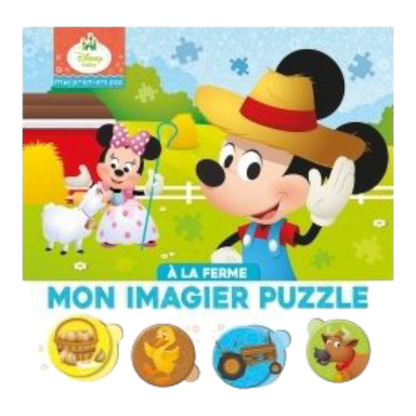 Livre puzzle - Mes Premiers Pas - À la ferme - Imagier Puzzle 4 pièces - Disney Baby - Hachette Jeunesse J'M T Créa