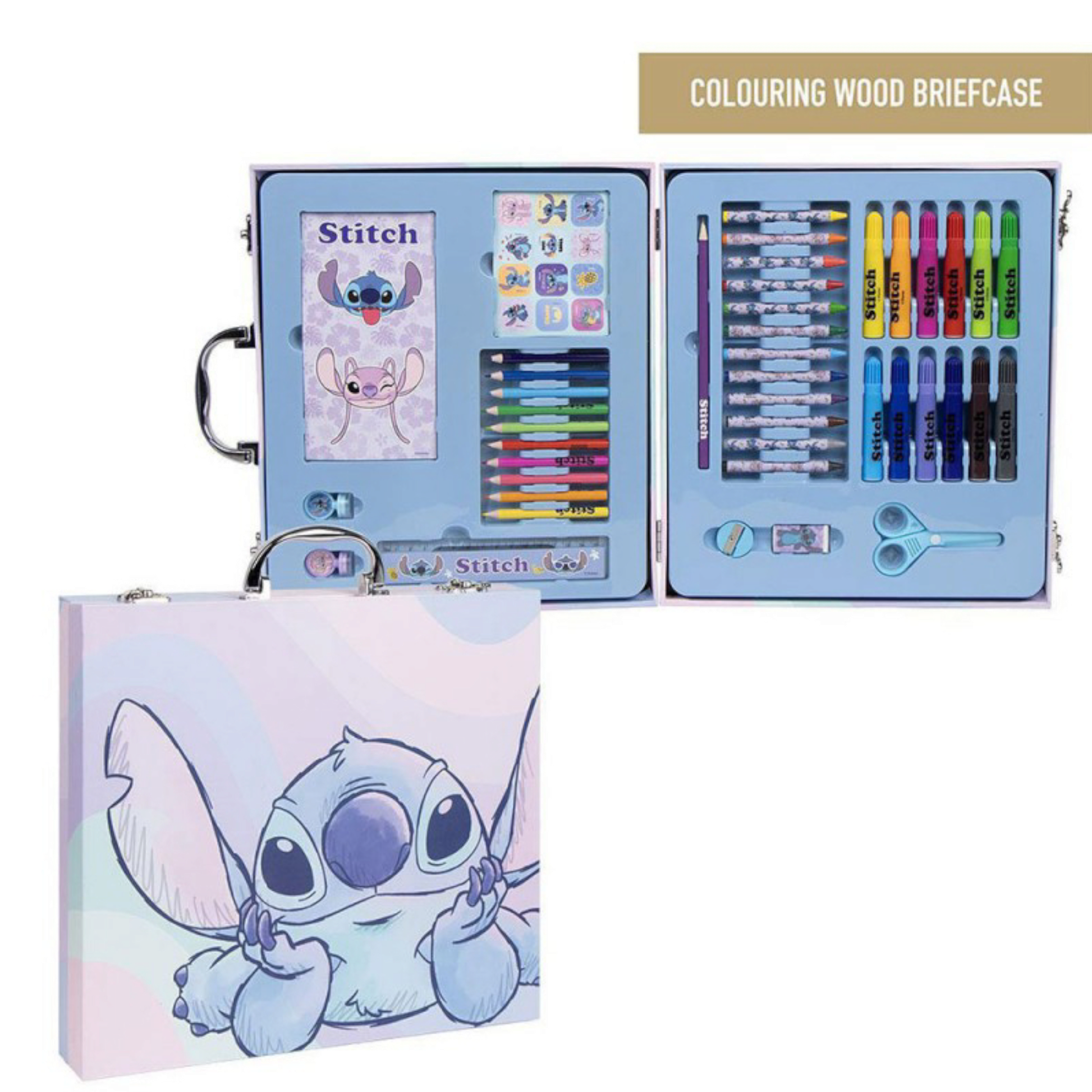 Mallette métallique de coloriage - 43 pièces - Stitch - Disney - Cerdá Life's Little Moments J'M T Créa