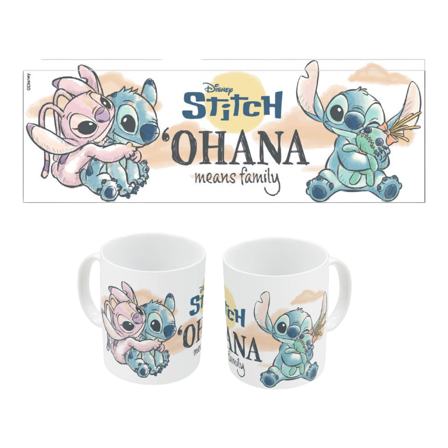 Mug en céramique 325 ml - Ohana - Stitch et Angel - Disney J'M T Crea