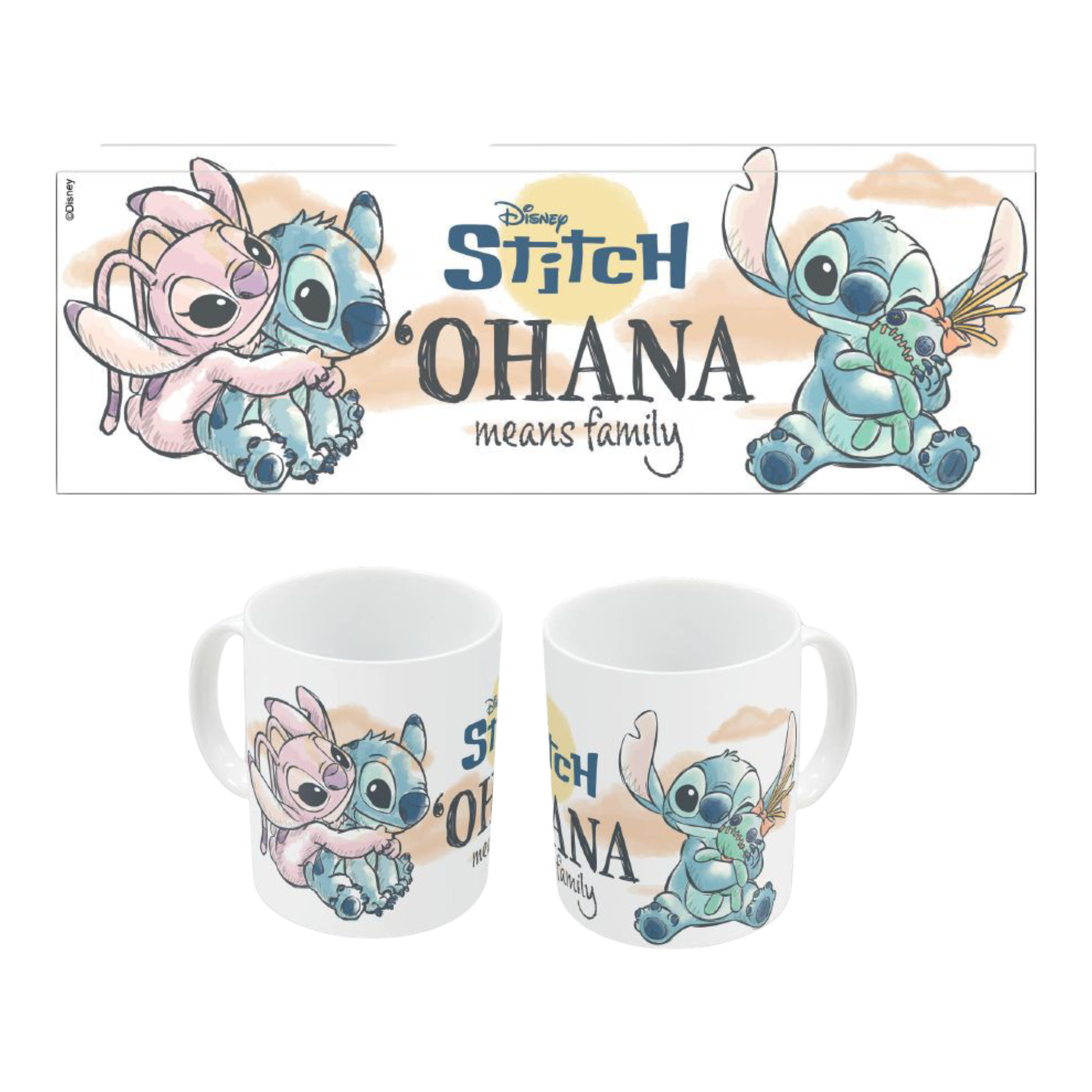 Mug en céramique 325 ml - Ohana - Stitch et Angel - Disney J'M T Crea