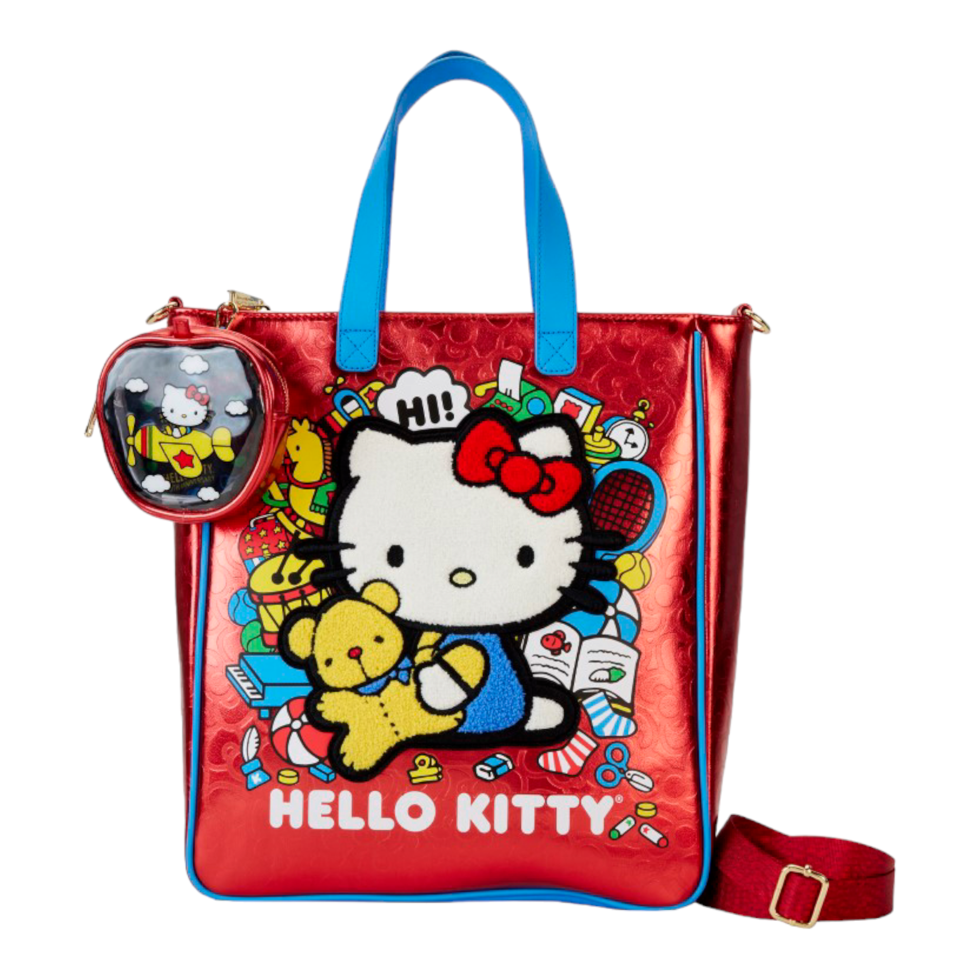 Sac à main et son porte monnaie - Tissu Metallic - Hello Kitty - 50Th Birthday - Loungefly J'M T Créa