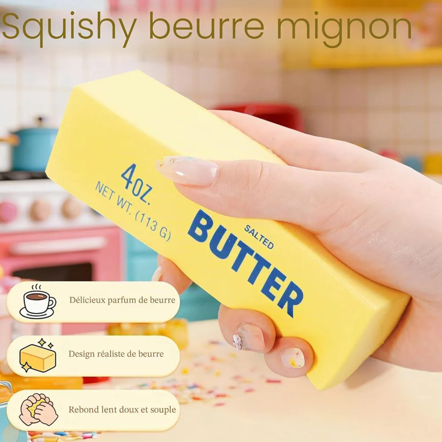 Squishy - Beurre / Butter - Jouet anti stress 14 cm J'M T Créa