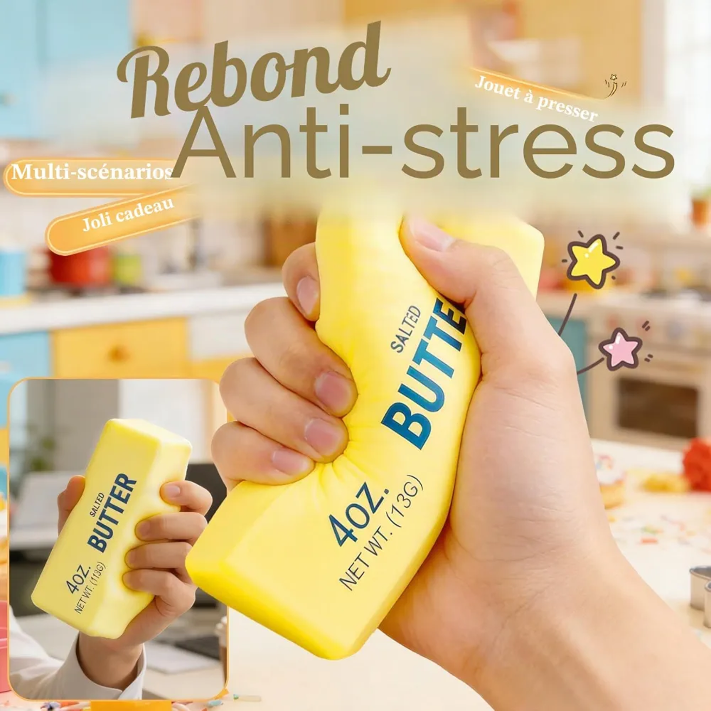 Squishy - Beurre / Butter - Jouet anti stress 14 cm J'M T Créa