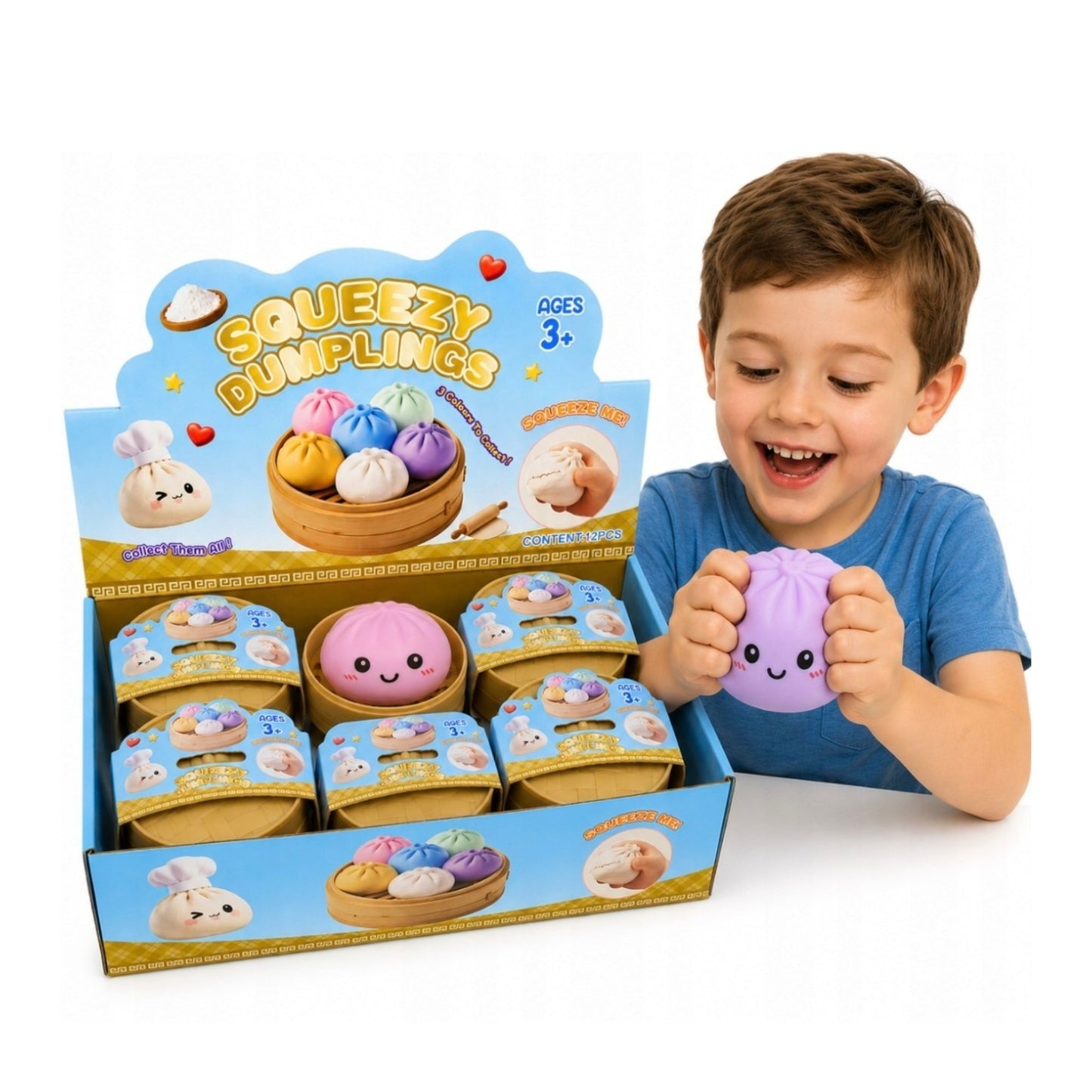 Squishy Dumpling avec panier - Jouet anti stress 8.5 cm - Modèle surprise J'M T Créa
