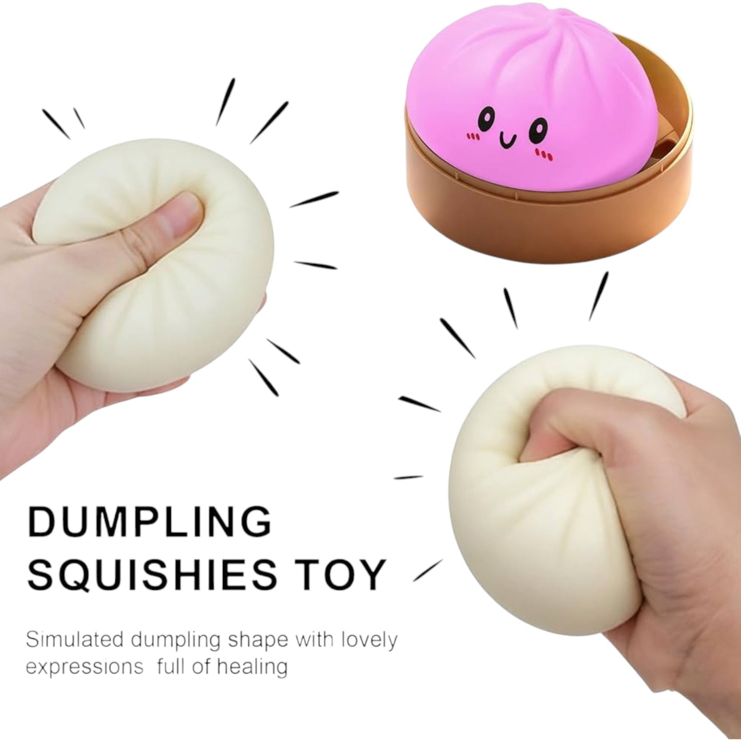 Squishy Dumpling avec panier - Jouet anti stress 8.5 cm - Modèle surprise J'M T Créa