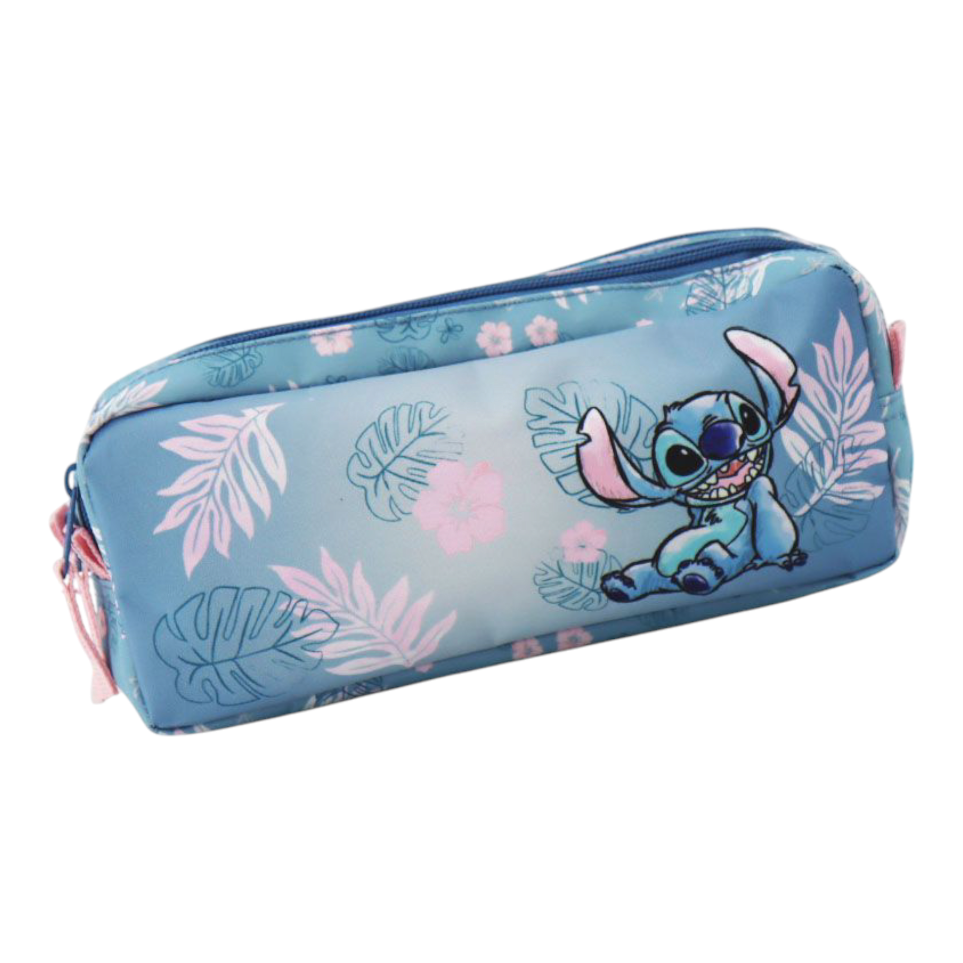 Trousse carrée double compartiments - Stitch Blue Hawaii - Disney - Jacob Company J'M T Créa