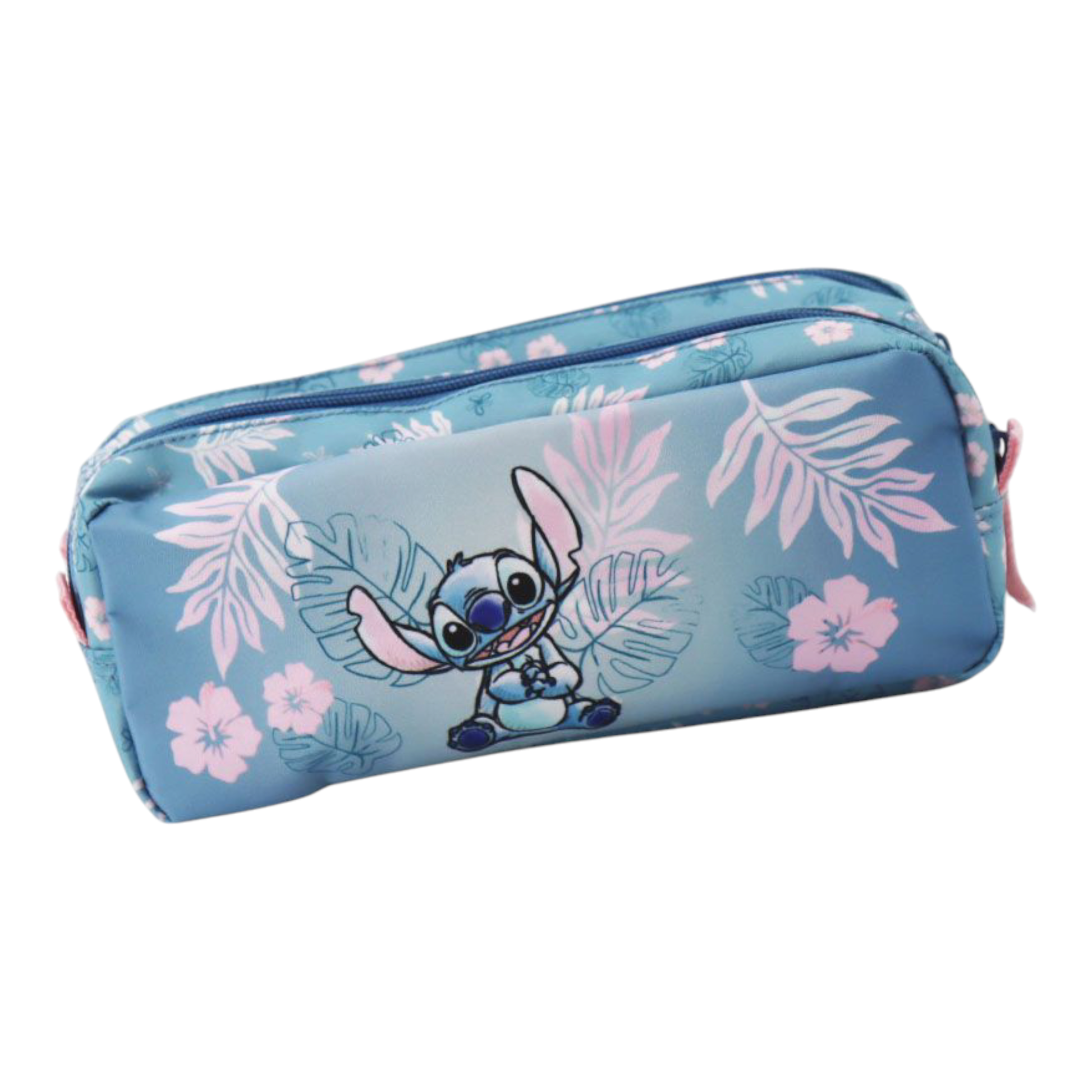 Trousse carrée double compartiments - Stitch Blue Hawaii - Disney - Jacob Company J'M T Créa